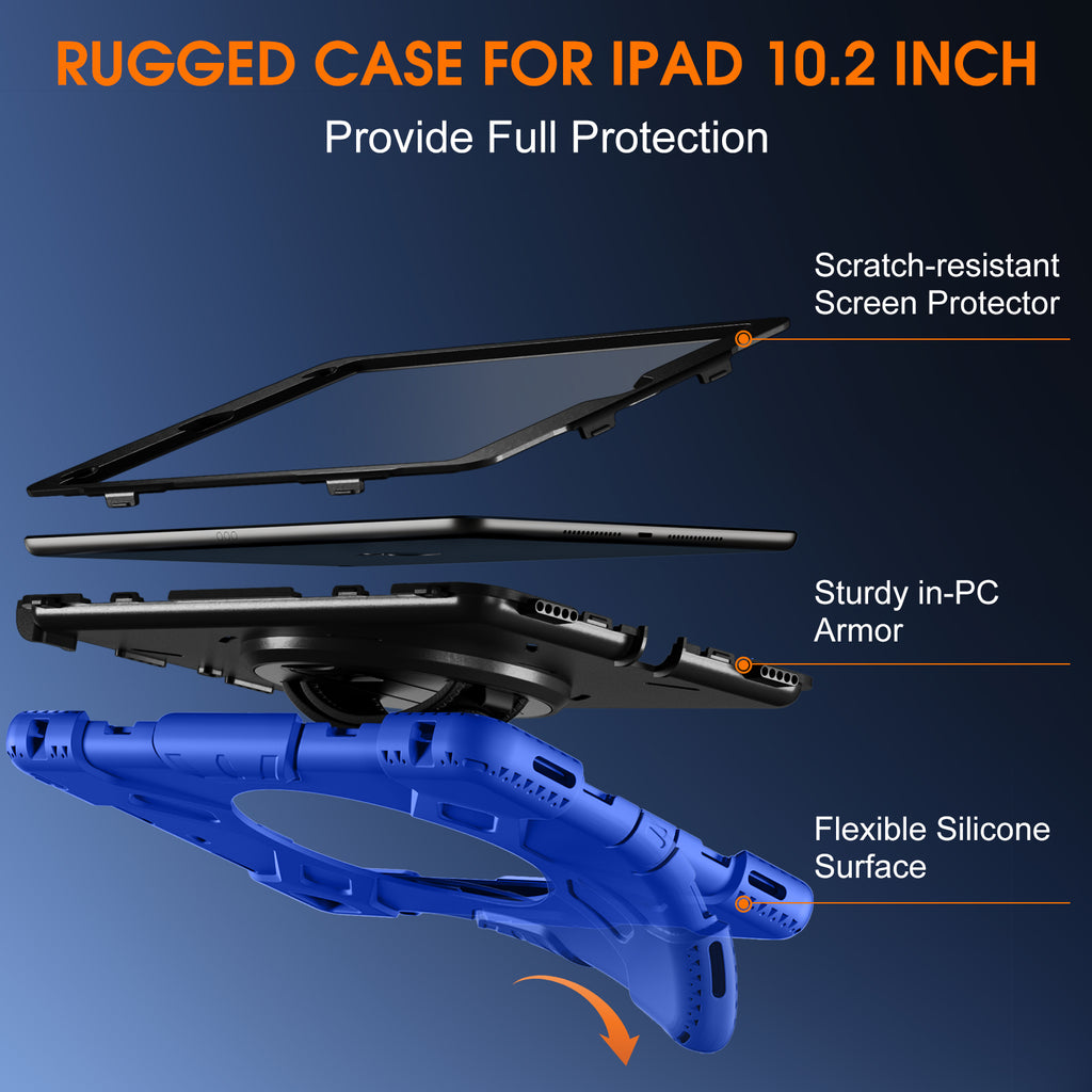 GEAK Compatible with Apple iPad 9th/8th/7th Generation 10.2 inch Case Cover with Screen Protector