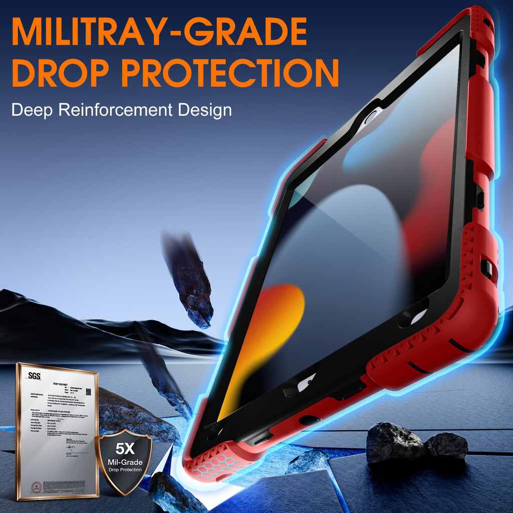 GEAK Compatible with Apple iPad 9th/8th/7th Generation 10.2 inch Case Cover with Screen Protector